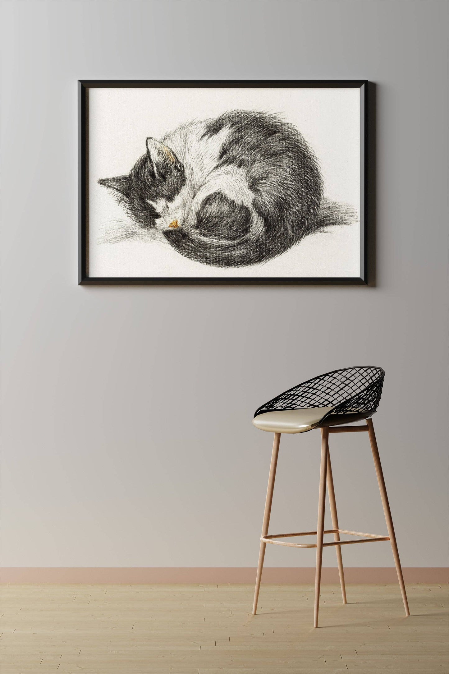 Póster vintage de gatito durmiendo