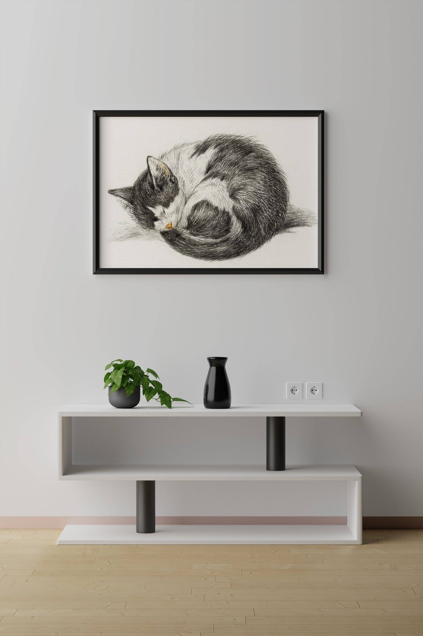 Póster vintage de gatito durmiendo