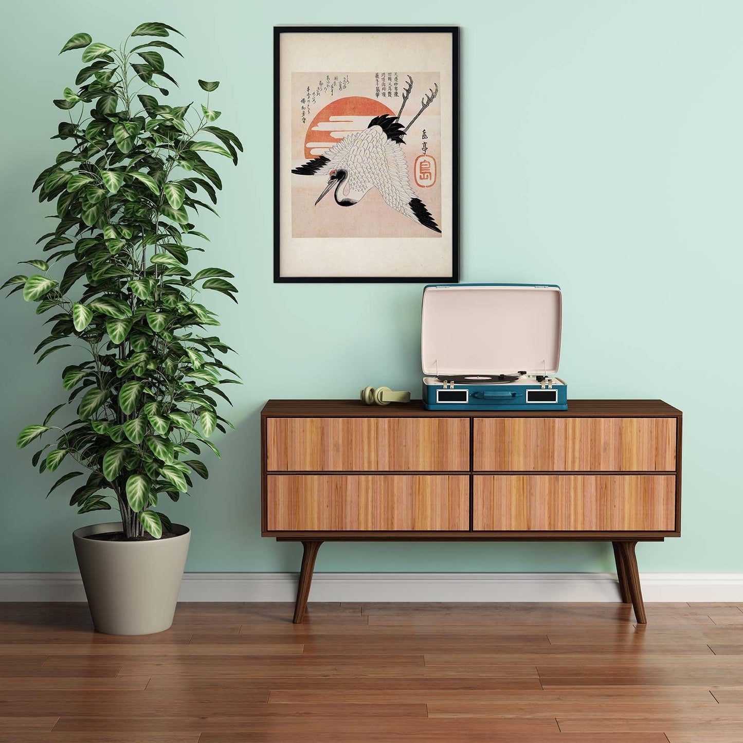 Grúa frente al sol naciente, de Yashima Gakutei