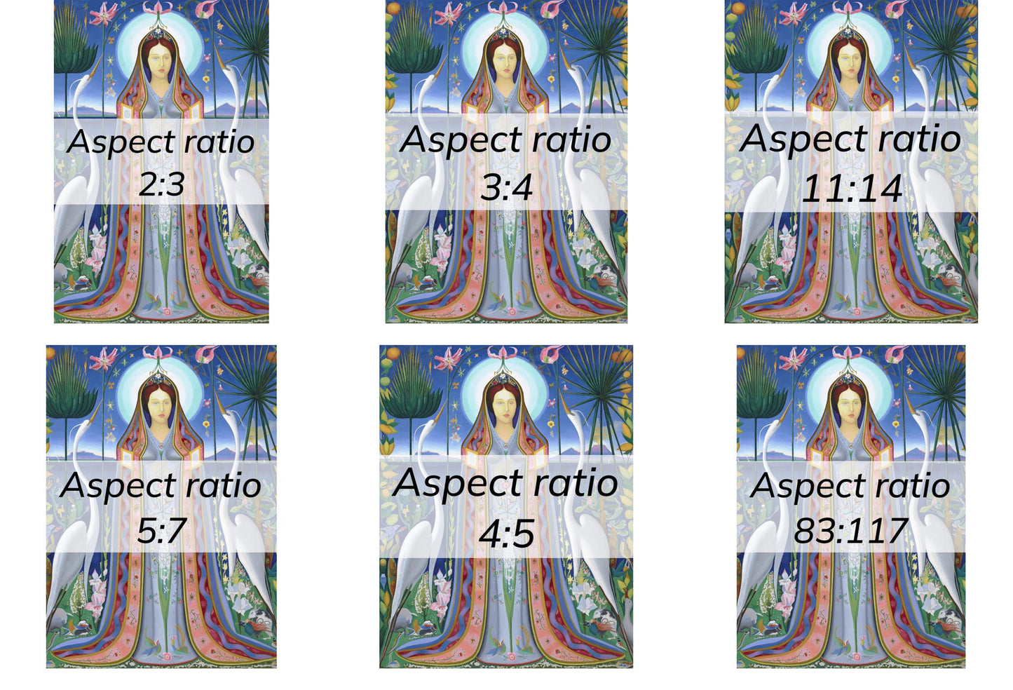 Ethereal Harmony A Modern Madonna Surrounded by Nature and Cranes Inspired by Joseph Stella's Purissima 1927