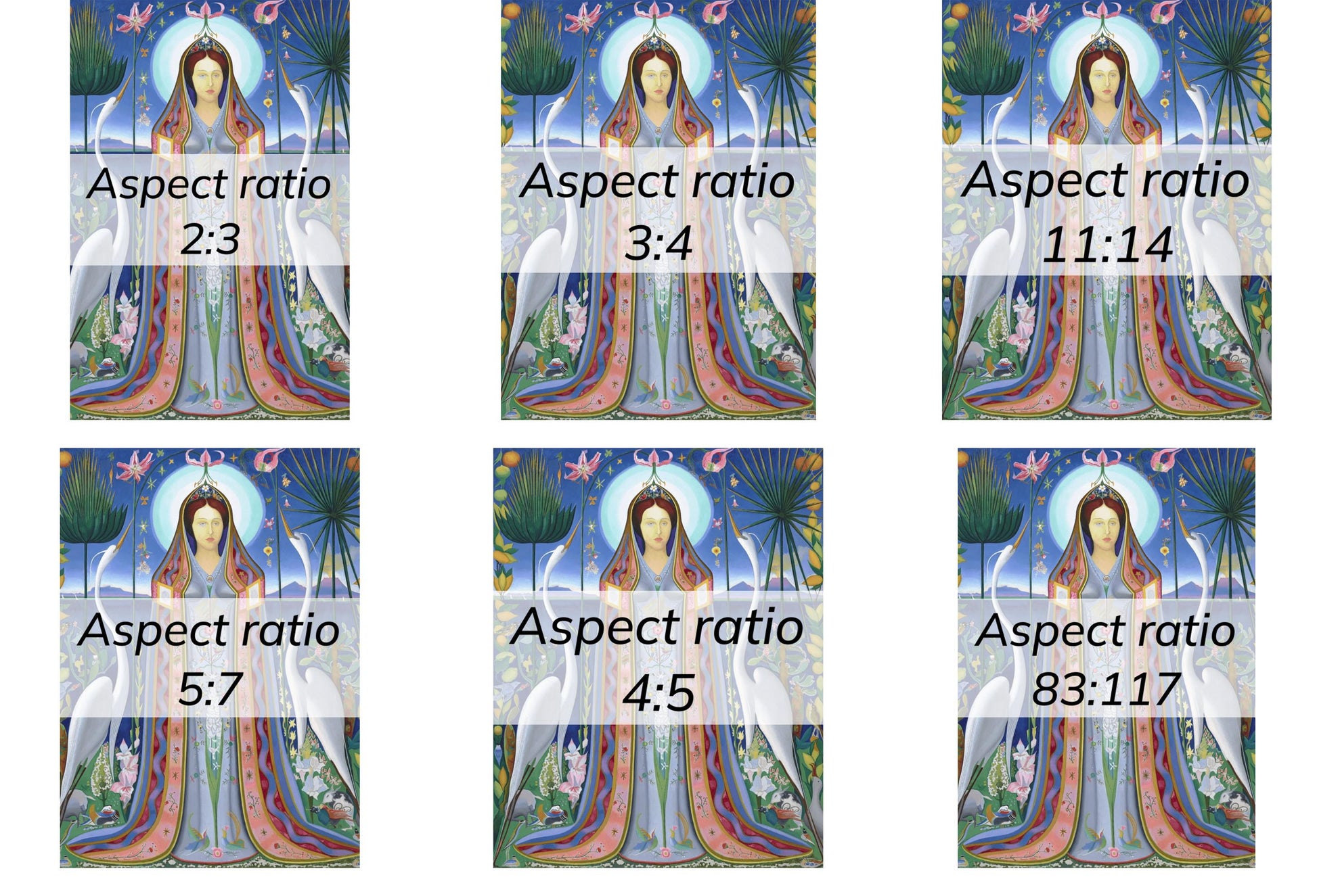 Ethereal Harmony A Modern Madonna Surrounded by Nature and Cranes Inspired by Joseph Stella's Purissima 1927