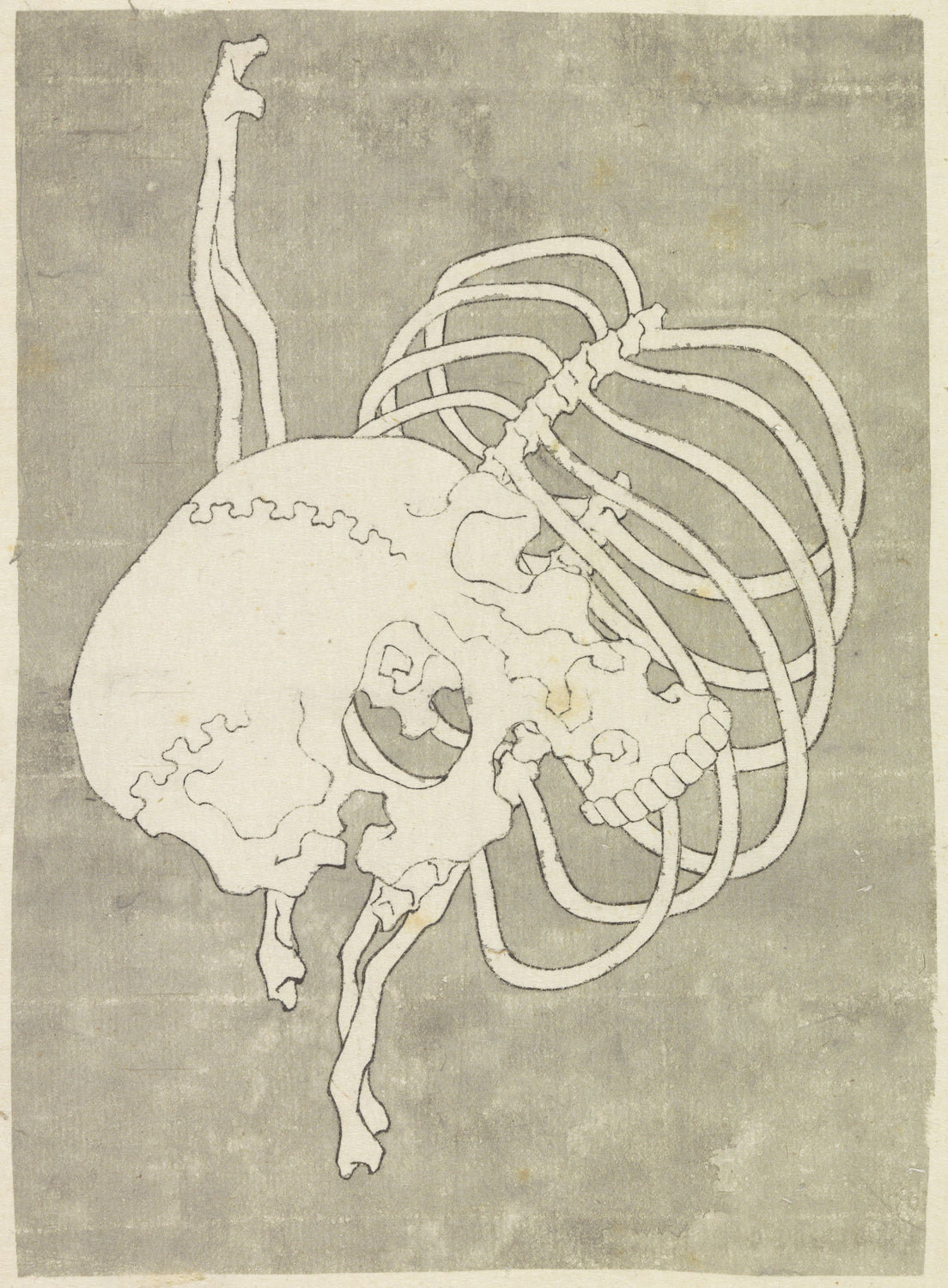Art Print "Skull and Rib Cage by Katsushika Hokusai" Hokusai