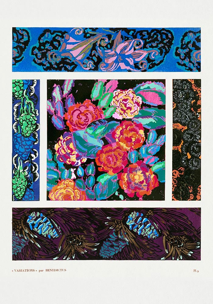 Patrón floral Art Déco, variación 9 de Édouard Bénédictus