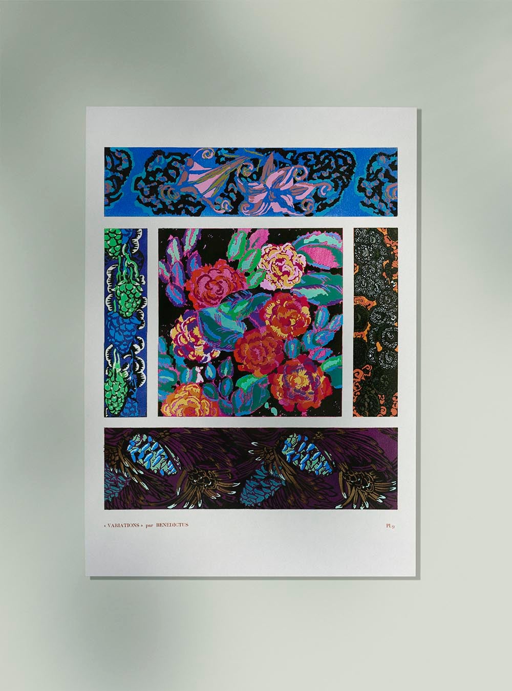 Patrón floral Art Déco, variación 9 de Édouard Bénédictus