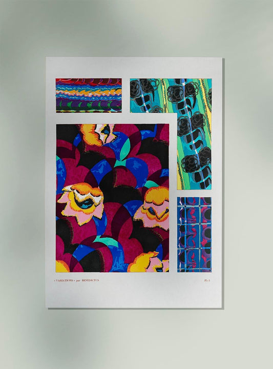 Patrón Art Déco vintage colorido, variación 13 de Édouard Bénédictus
