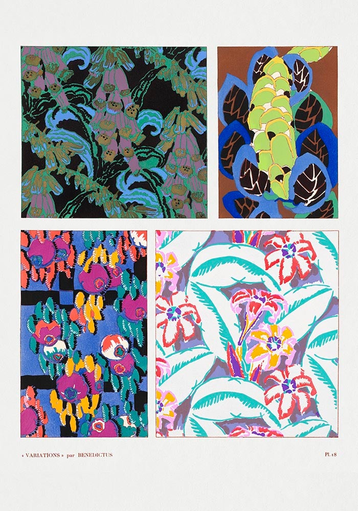 Patrón floral vintage Art Déco, variación 18 de Édouard Bénédictus
