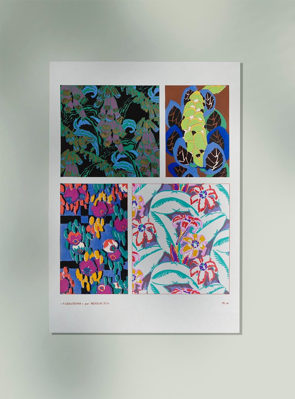 Patrón floral vintage Art Déco, variación 18 de Édouard Bénédictus
