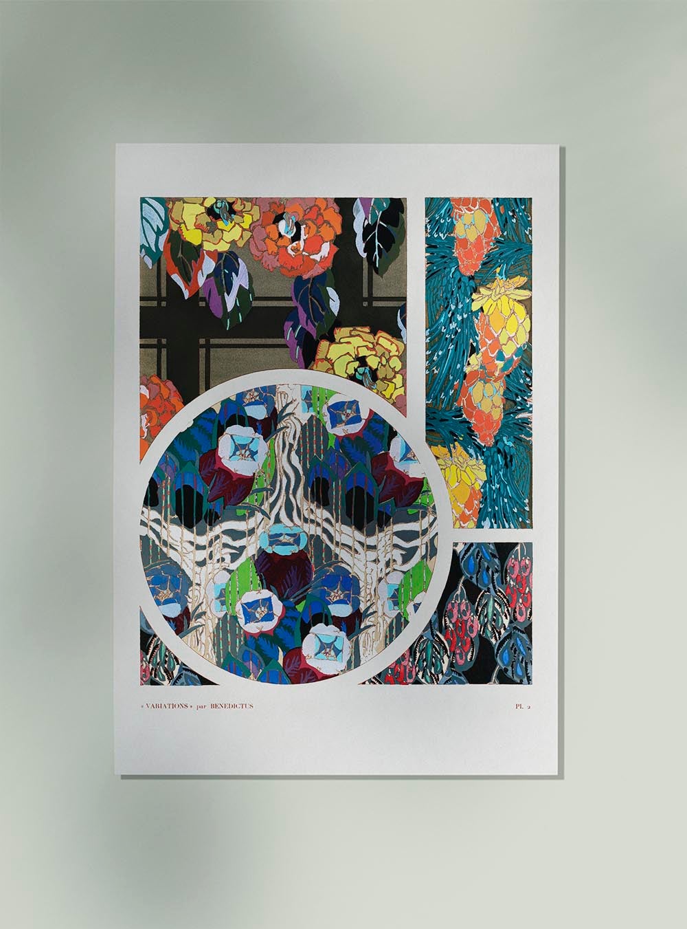 Patrón Art Déco floral vintage, variación 2 de Édouard Bénédictus