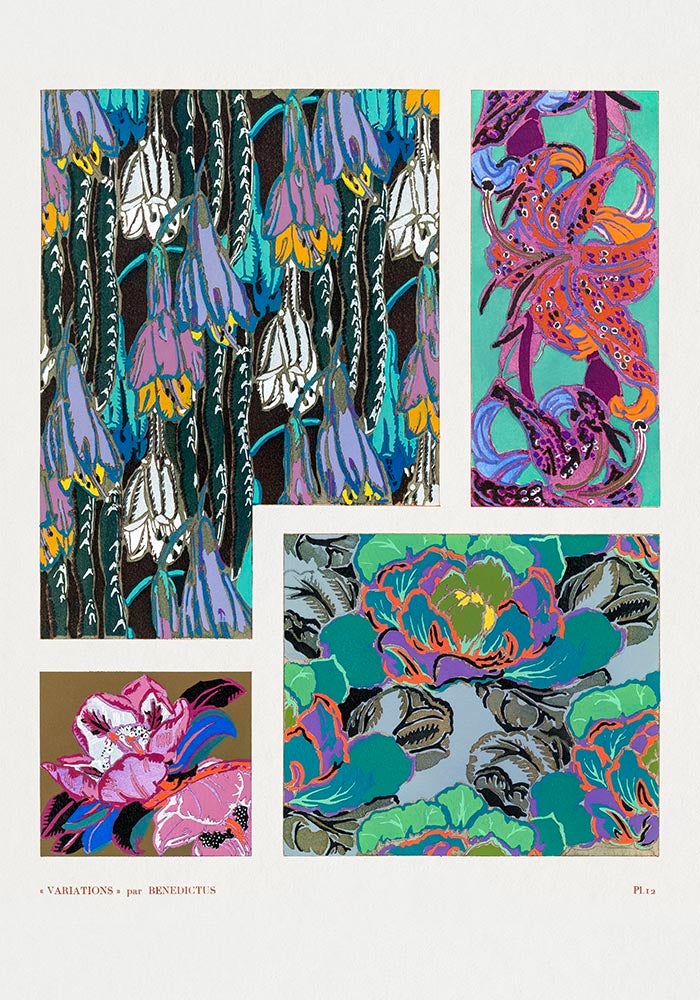 Vintage Floral Art Deco Pattern, Variation 12 by Édouard Bénédictus