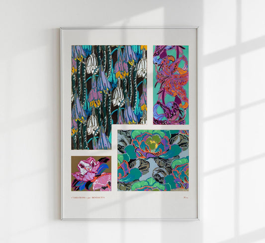 Patrón Art Déco floral vintage, variación 12 de Édouard Bénédictus