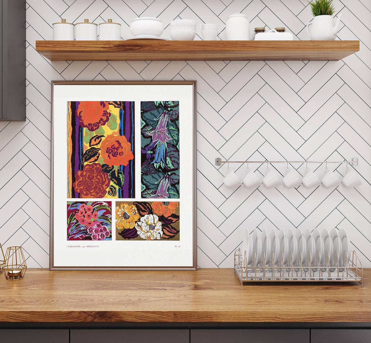 Patrón Art Déco floral vintage, variación 16 de Édouard Bénédictus