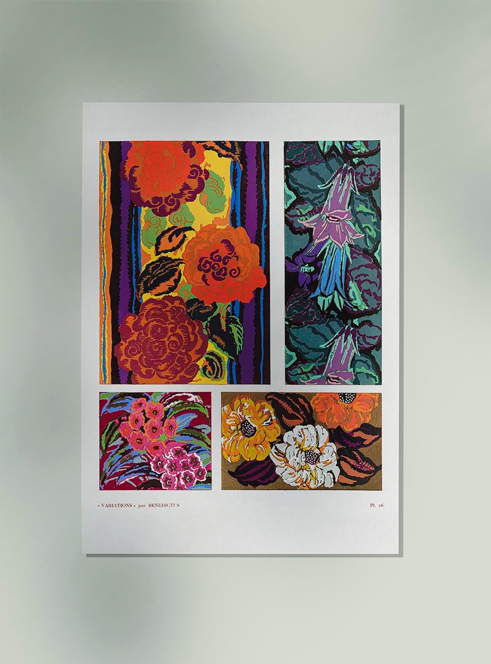 Patrón Art Déco floral vintage, variación 16 de Édouard Bénédictus