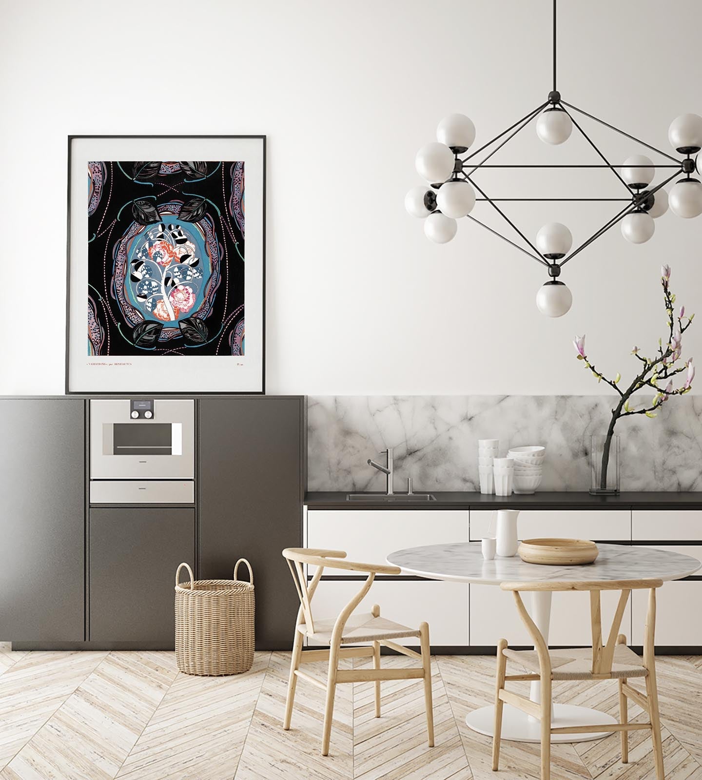 Patrón Art Déco floral vintage, variación 20 de Édouard Bénédictus