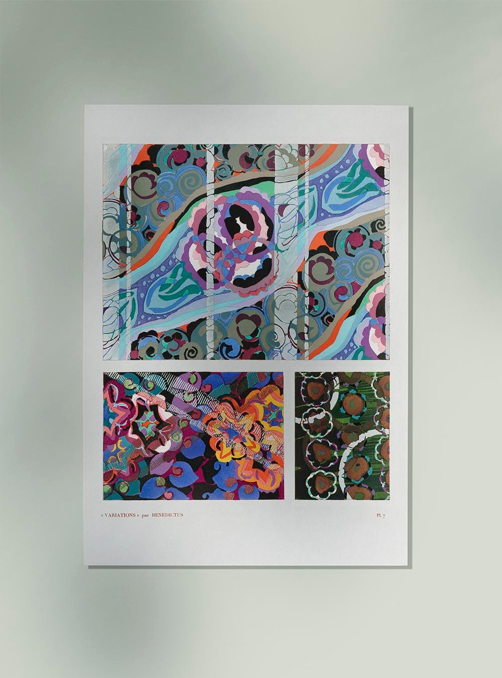 Patrón Art Déco floral vintage, variación 20 de Édouard Bénédictus