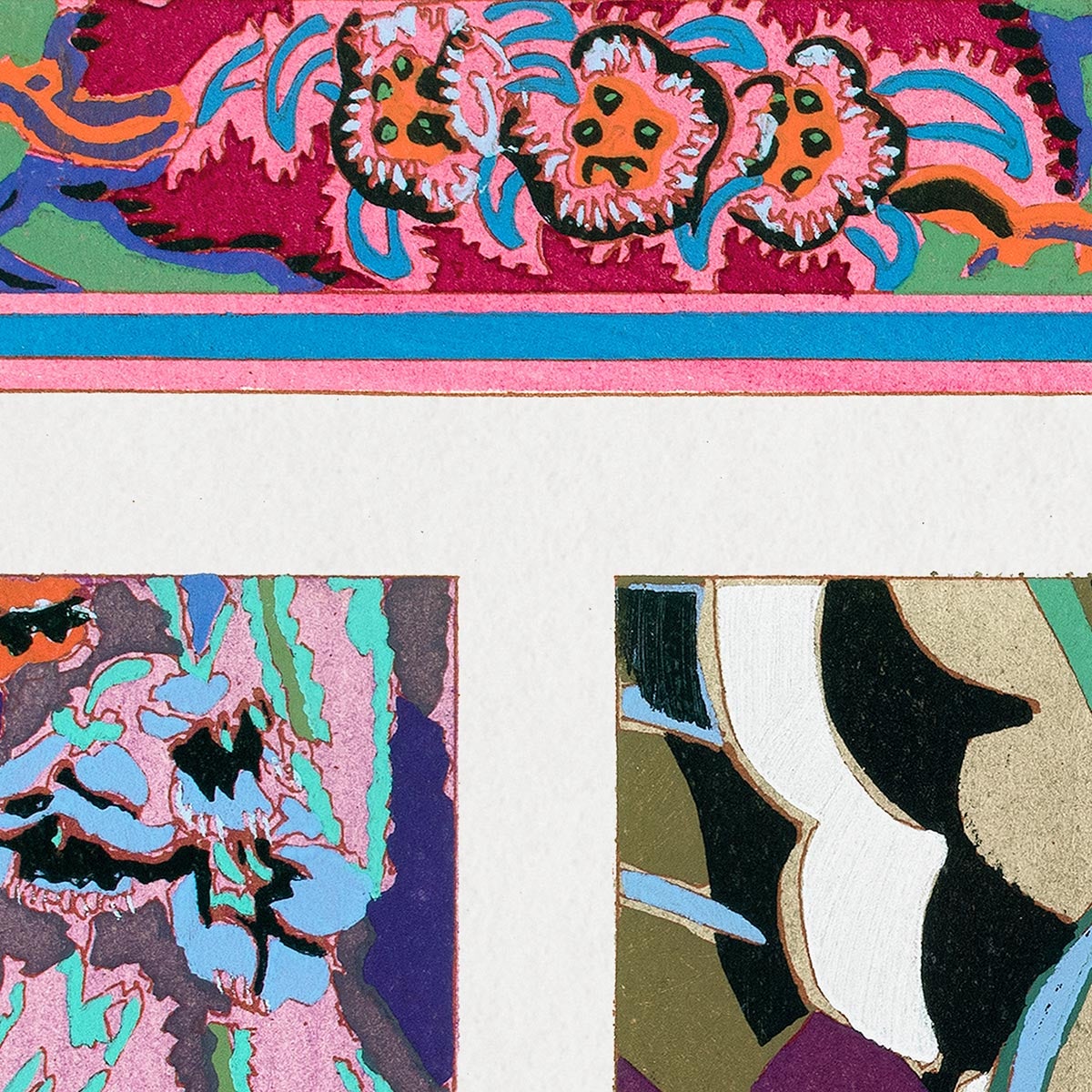 Patrón Art Déco floral geométrico vintage, variación 4 de Édouard Bénédictus