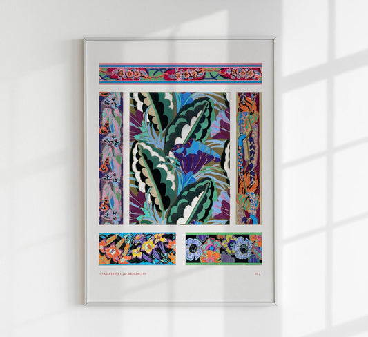 Patrón Art Déco floral geométrico vintage, variación 4 de Édouard Bénédictus