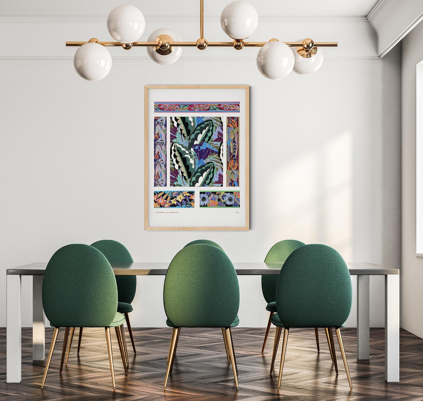 Patrón Art Déco floral geométrico vintage, variación 4 de Édouard Bénédictus