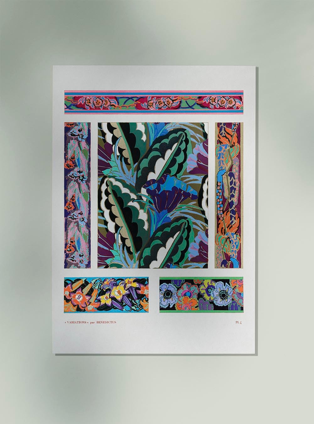 Patrón Art Déco floral geométrico vintage, variación 4 de Édouard Bénédictus