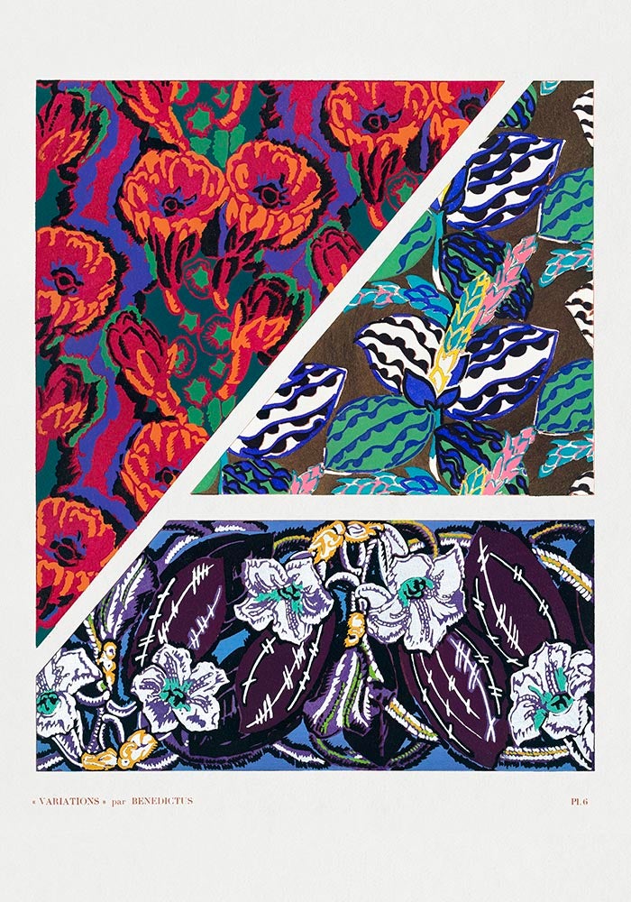 Patrón Art Déco floral geométrico vintage, variación 6 de Édouard Bénédictus