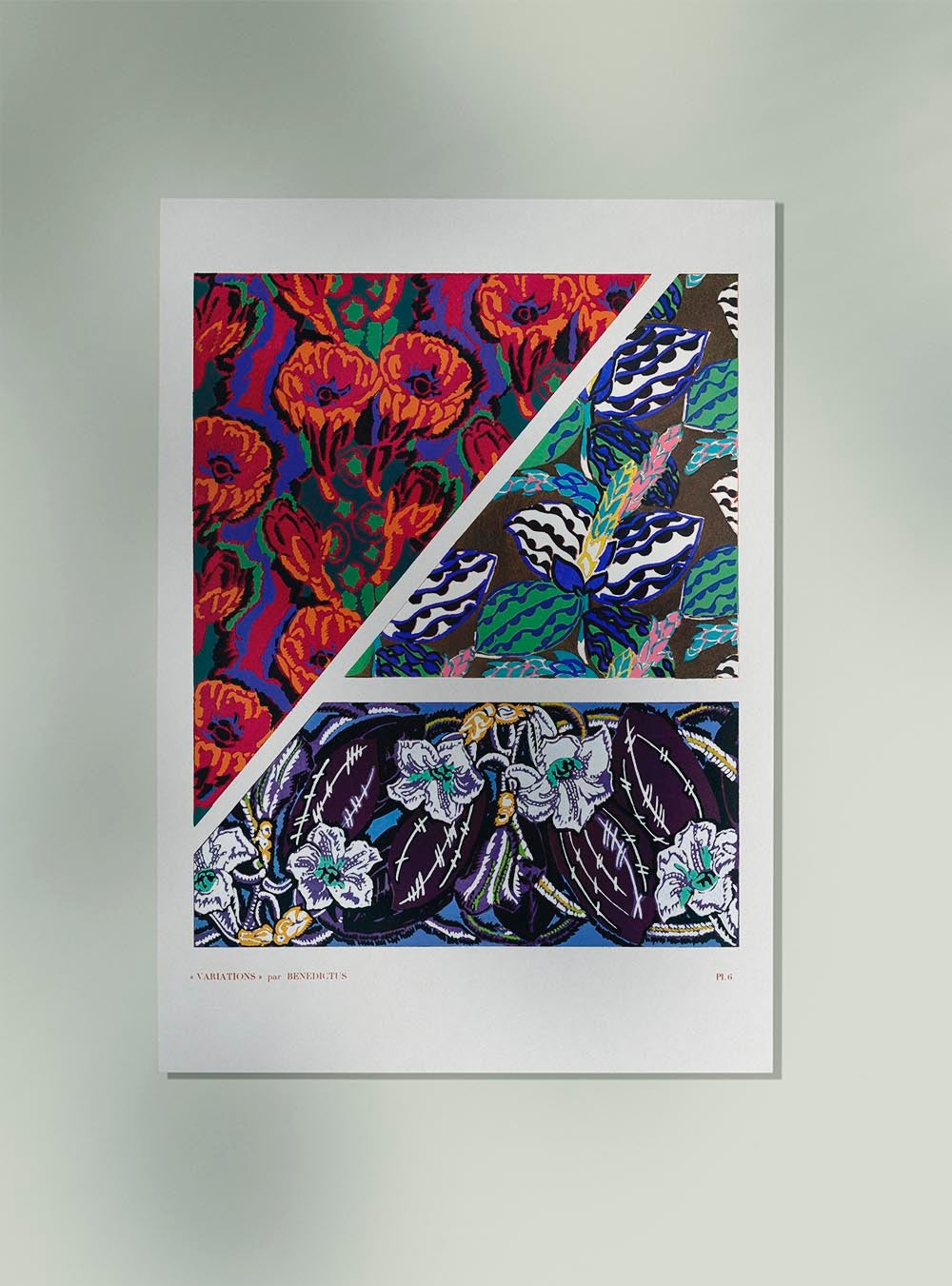 Patrón Art Déco floral geométrico vintage, variación 6 de Édouard Bénédictus