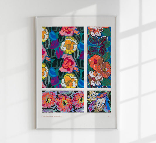 Patrón Art Déco floral geométrico vintage, variación 8 de Édouard Bénédictus