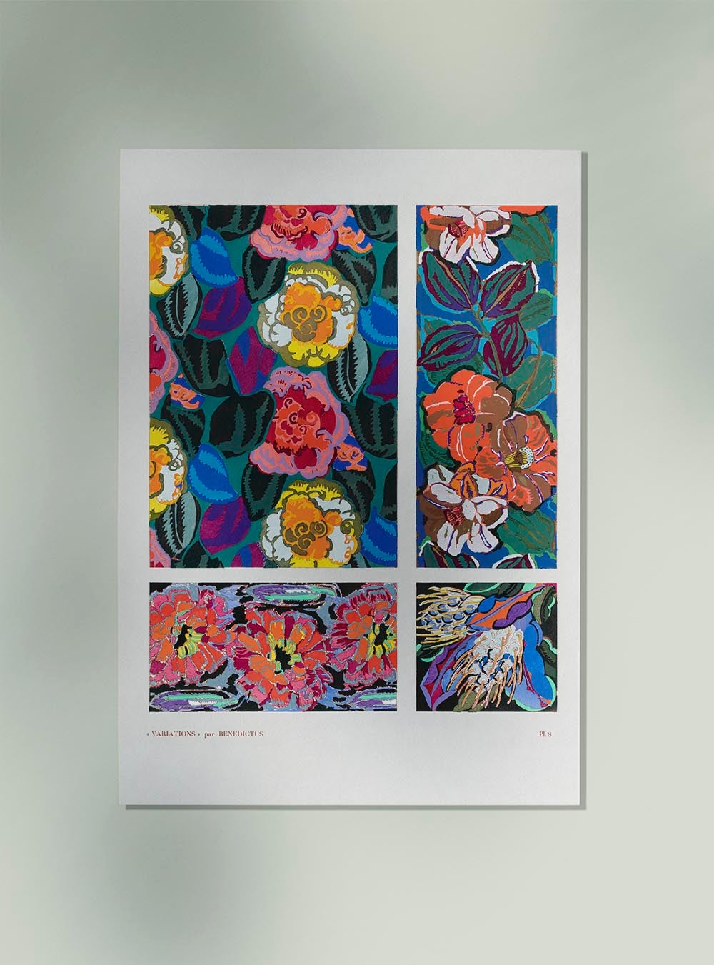 Patrón Art Déco floral geométrico vintage, variación 8 de Édouard Bénédictus