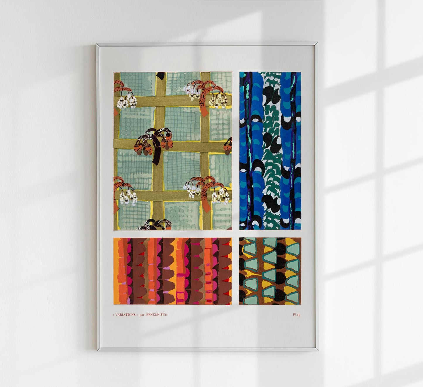 Patrón Art Déco floral geométrico vintage, variación 19 de Édouard Bénédictus