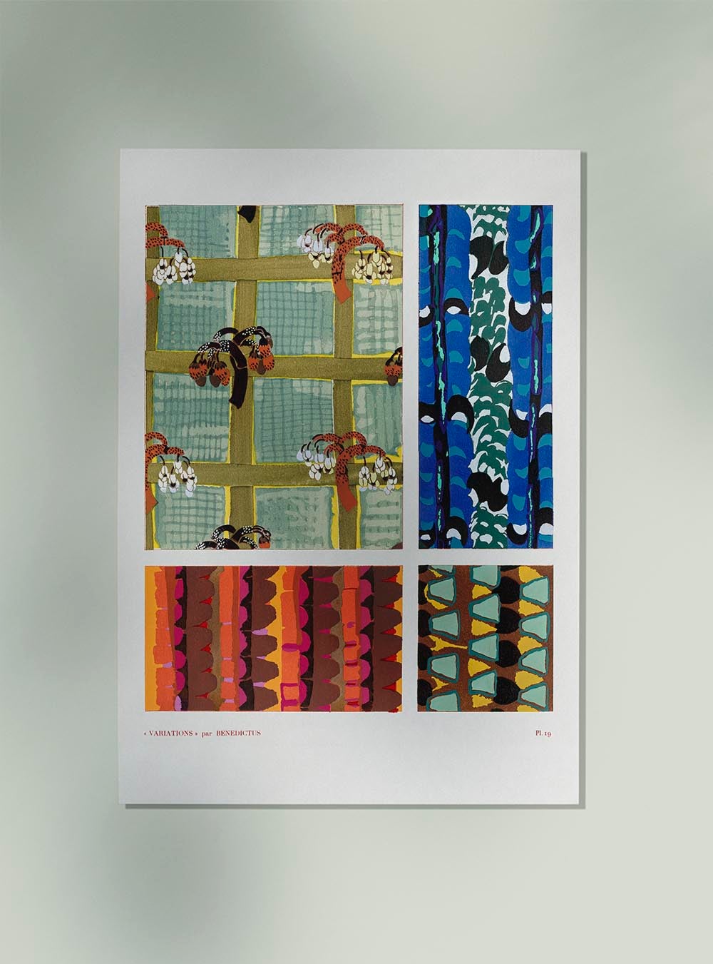 Patrón Art Déco floral geométrico vintage, variación 19 de Édouard Bénédictus