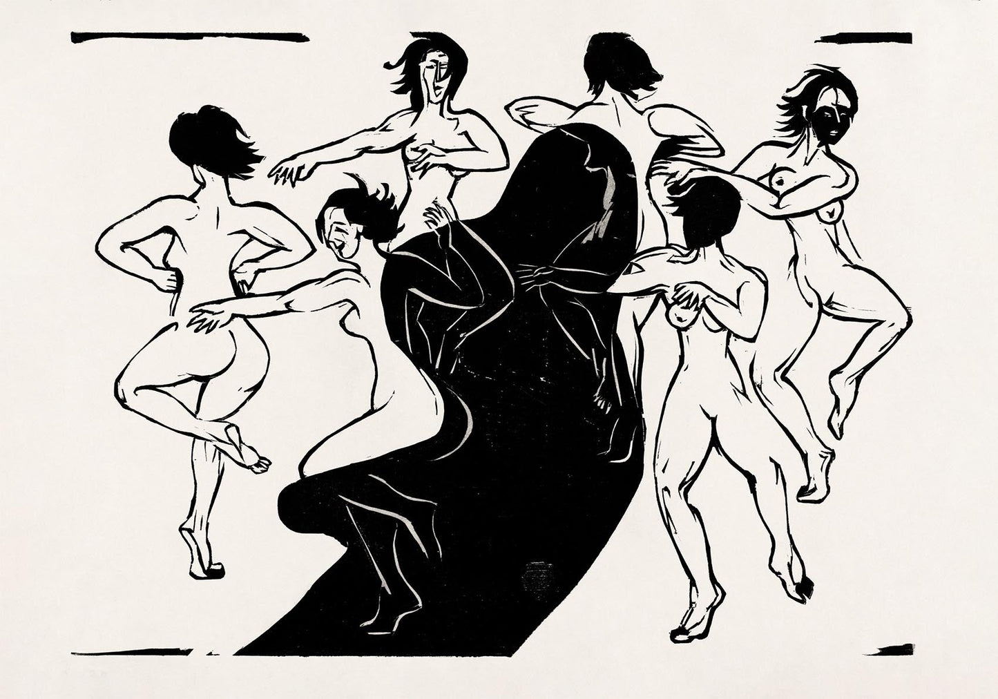 Desnudos bailando alrededor de una sombra de Ernst Kirchner