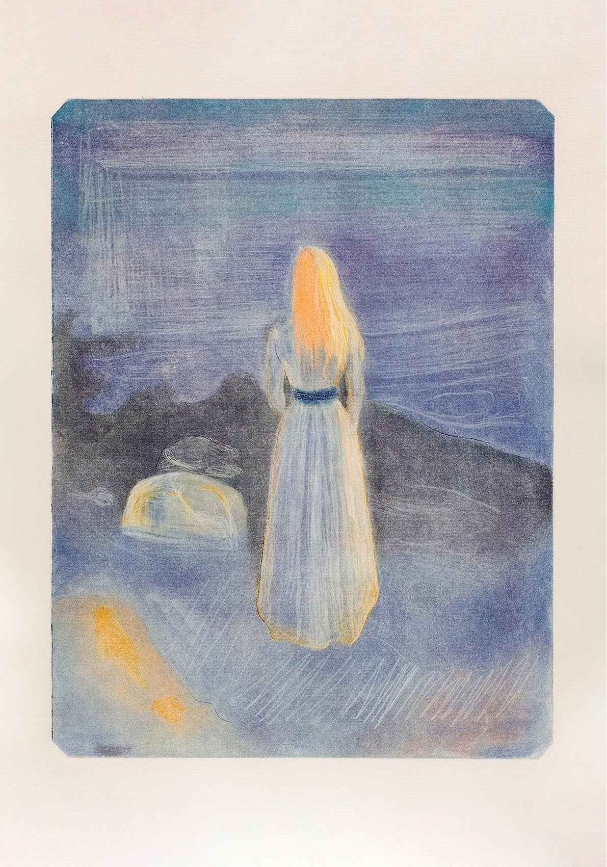 Póster artístico de Mujer joven en la playa de Edvard Munch