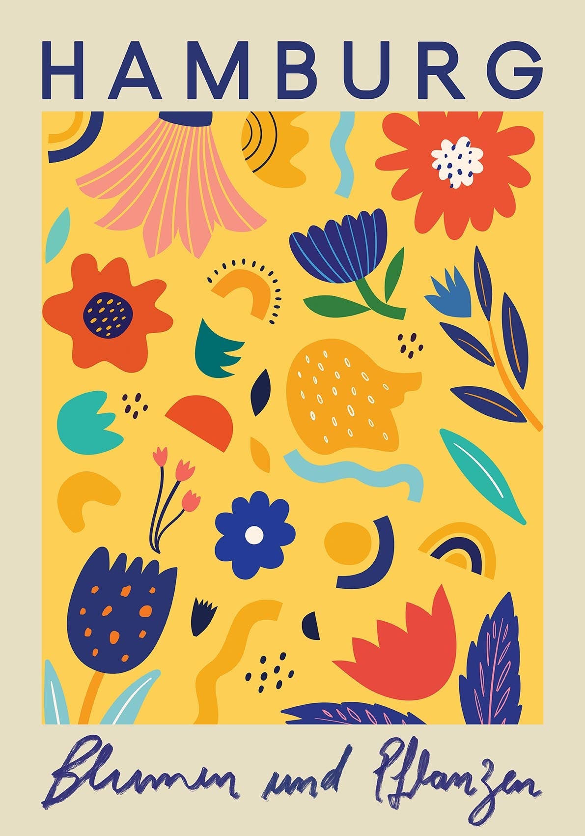 Conjunto de 3 láminas artísticas de flores alemanas