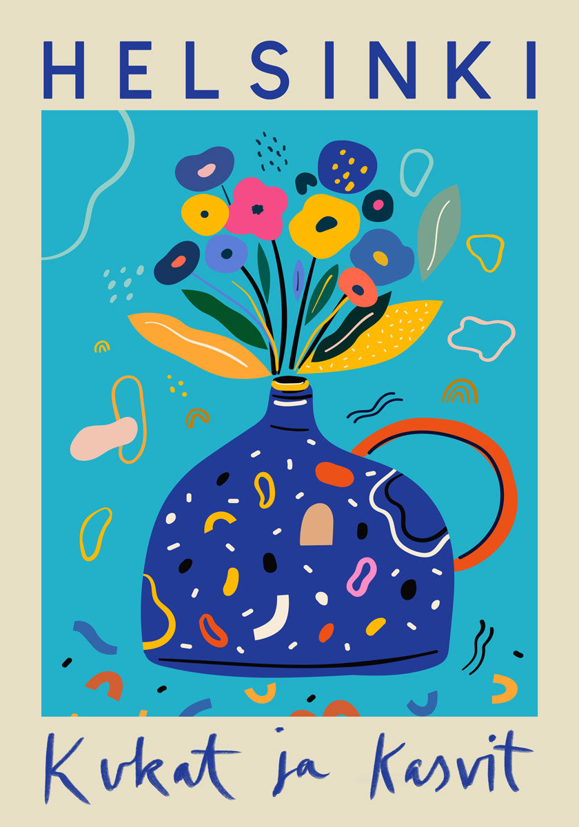 Conjunto de 3 láminas artísticas de flores finlandesas