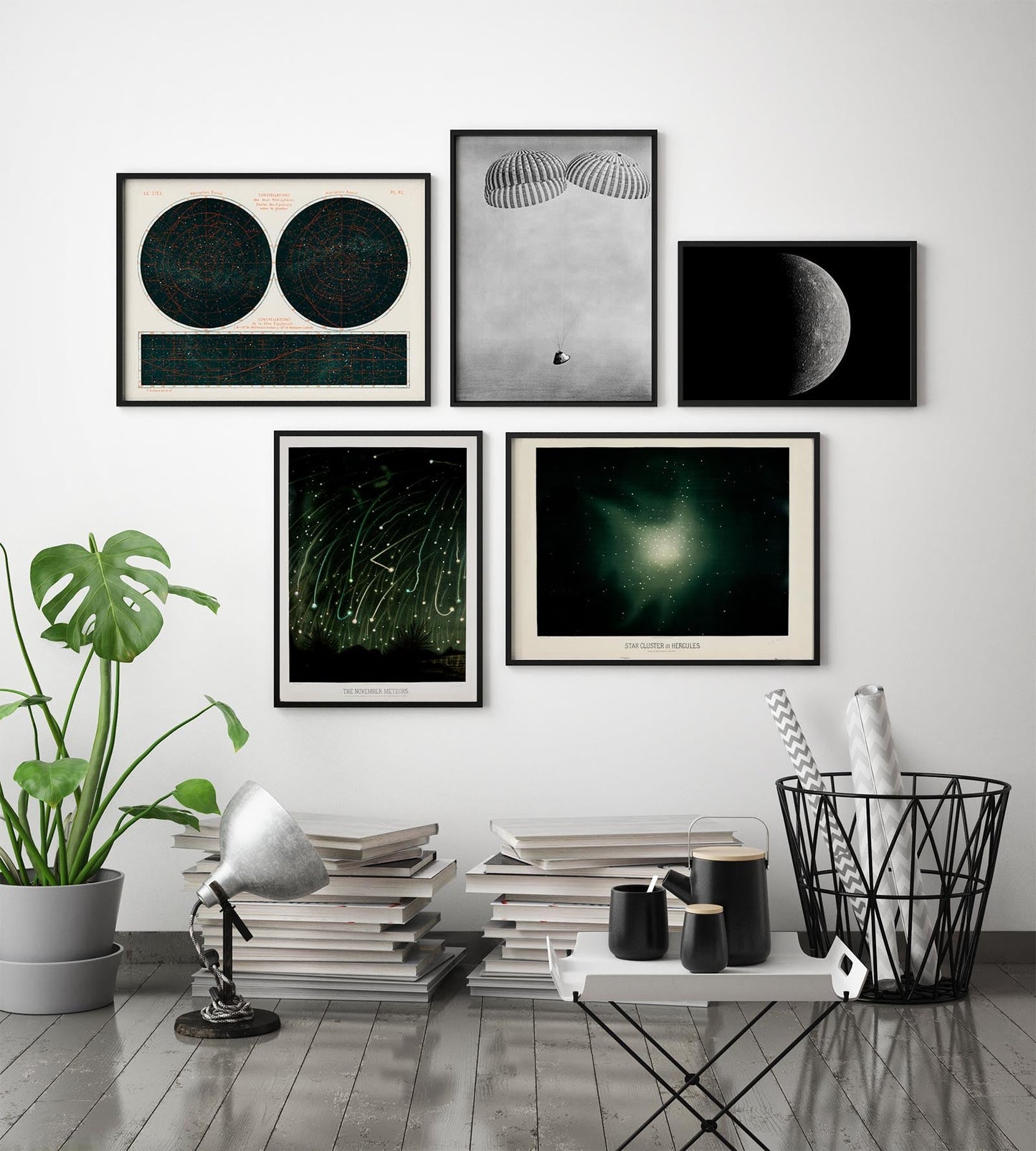 Juego de 5 carteles de pared para galería de arte de astronomía