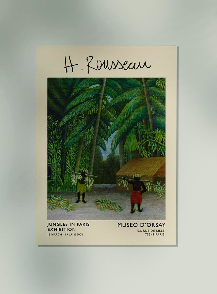 Cartel de la exposición La cosecha del plátano en Rousseau