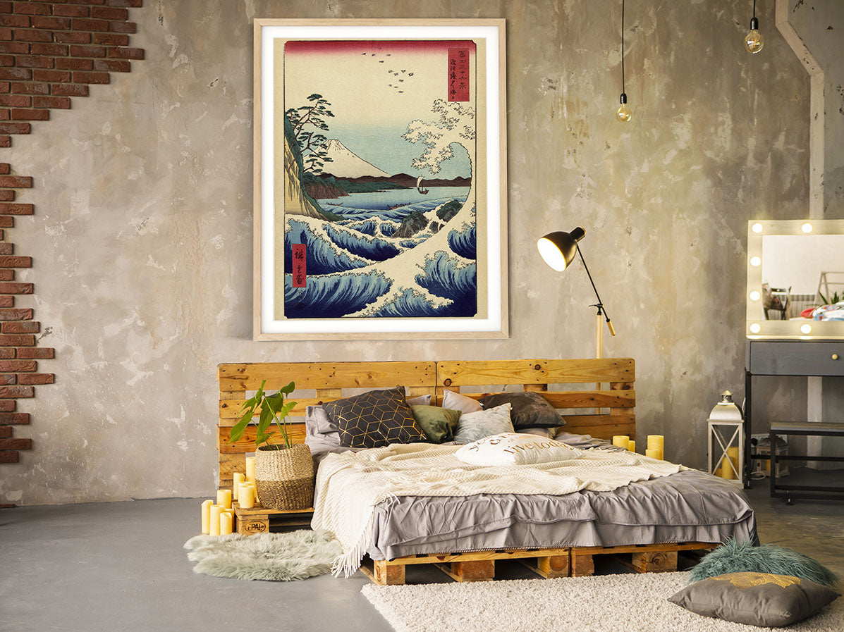 Ola y barco con el monte Fuji de Utagawa Hiroshige