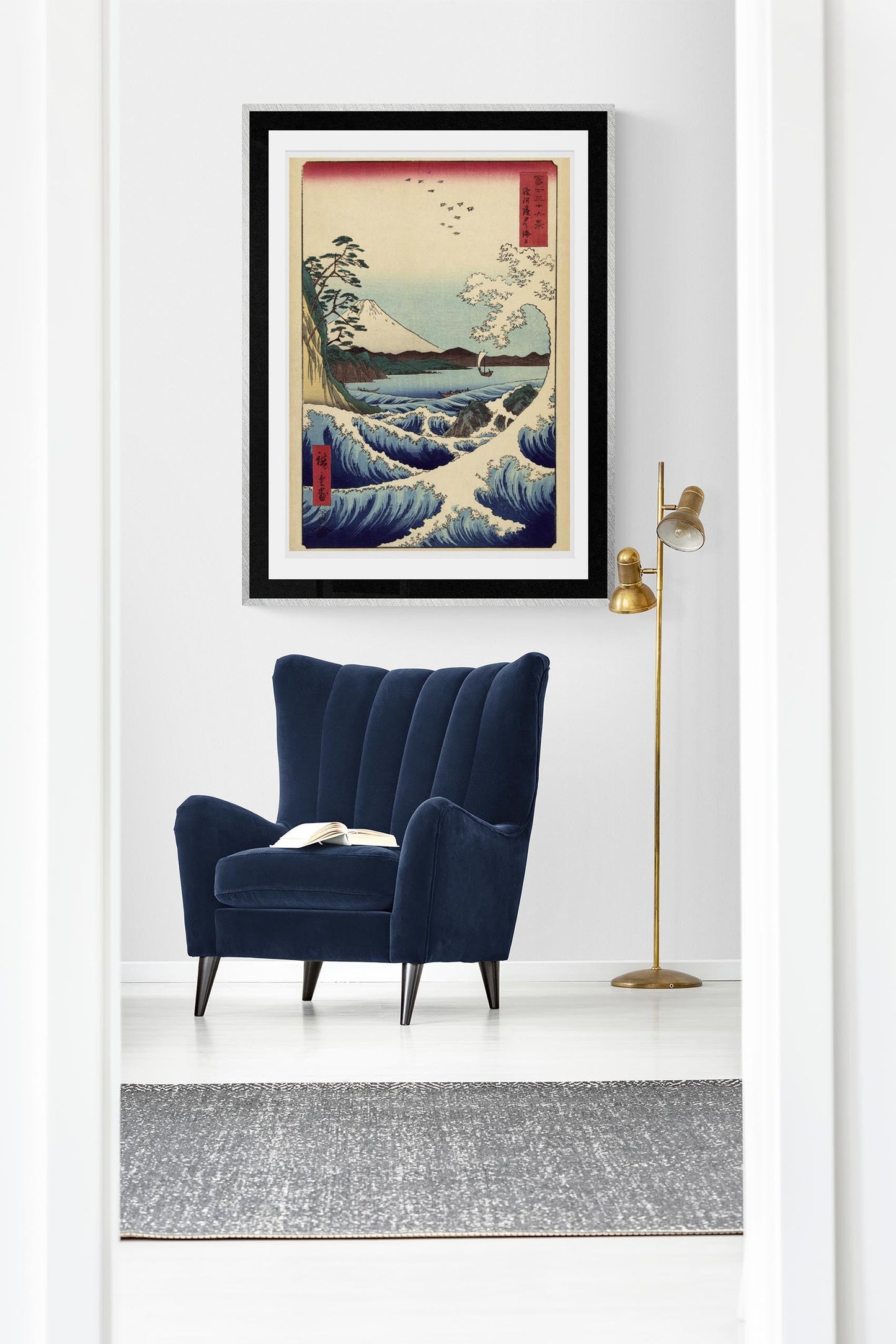 Ola y barco con el monte Fuji de Utagawa Hiroshige