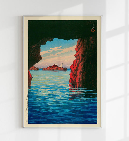 Kōjaku Cavern at Oga Peninsula by Hasui