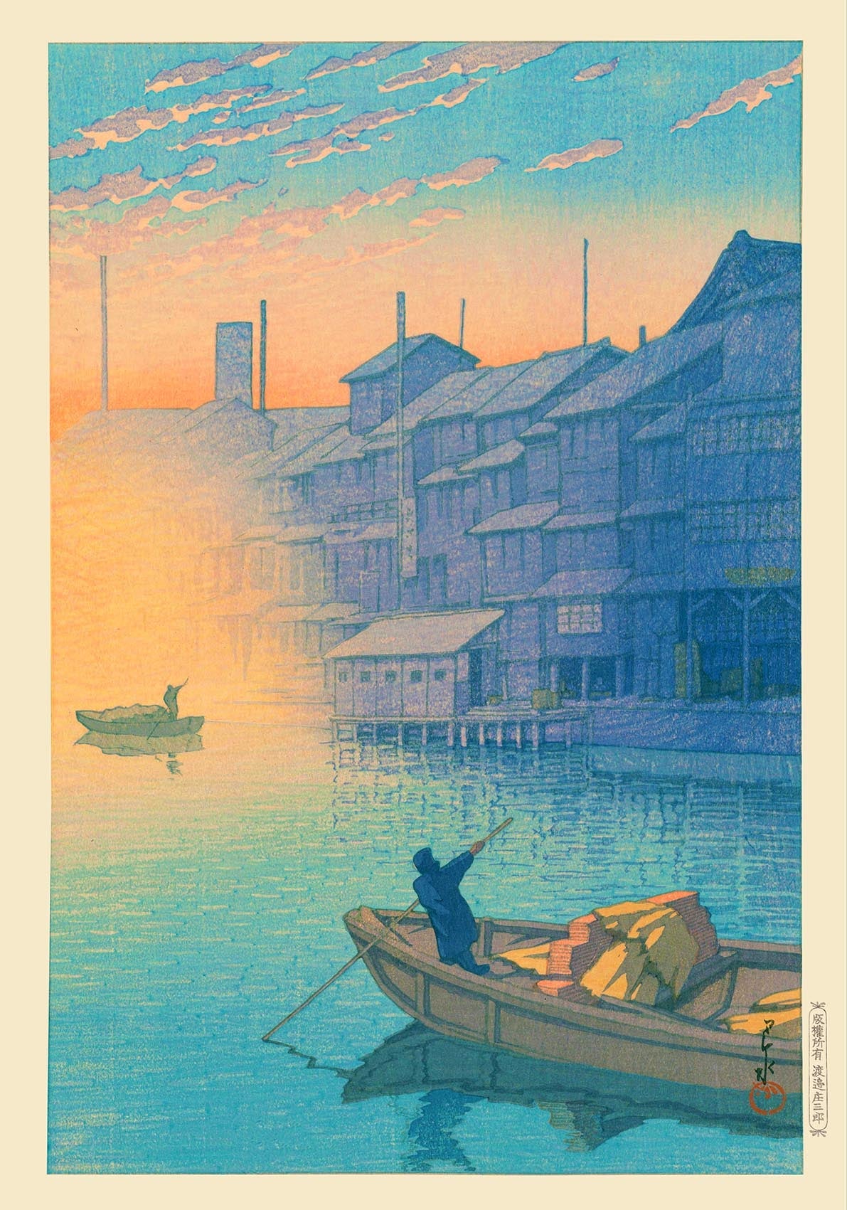 Mañana en Dotonbori en Osaka por Hasui