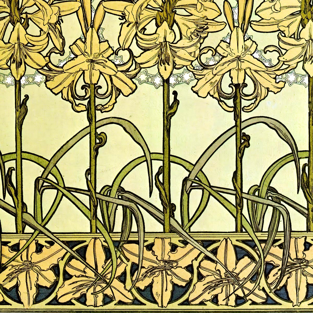 Patrón floral de Alphonse Mucha