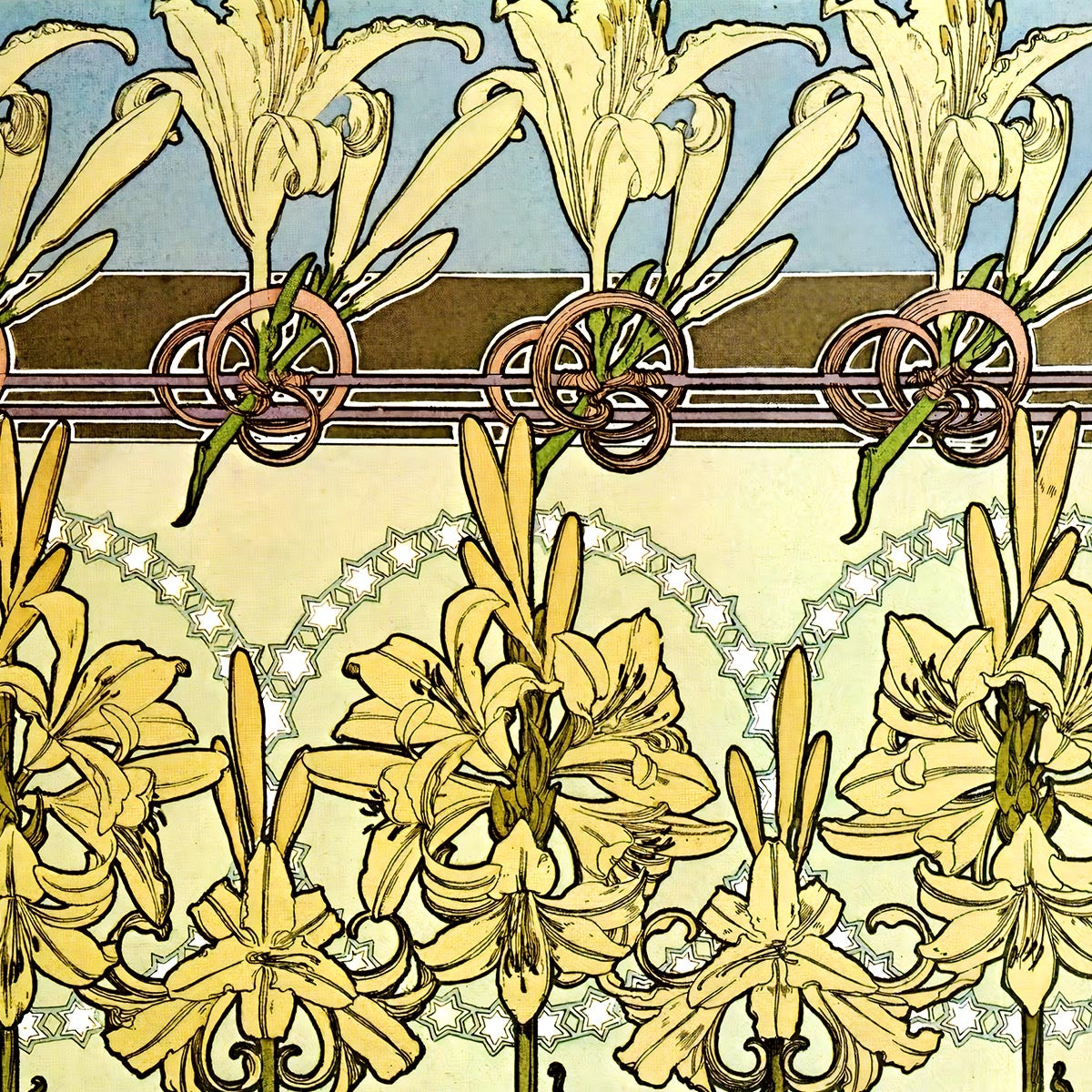 Patrón floral de Alphonse Mucha