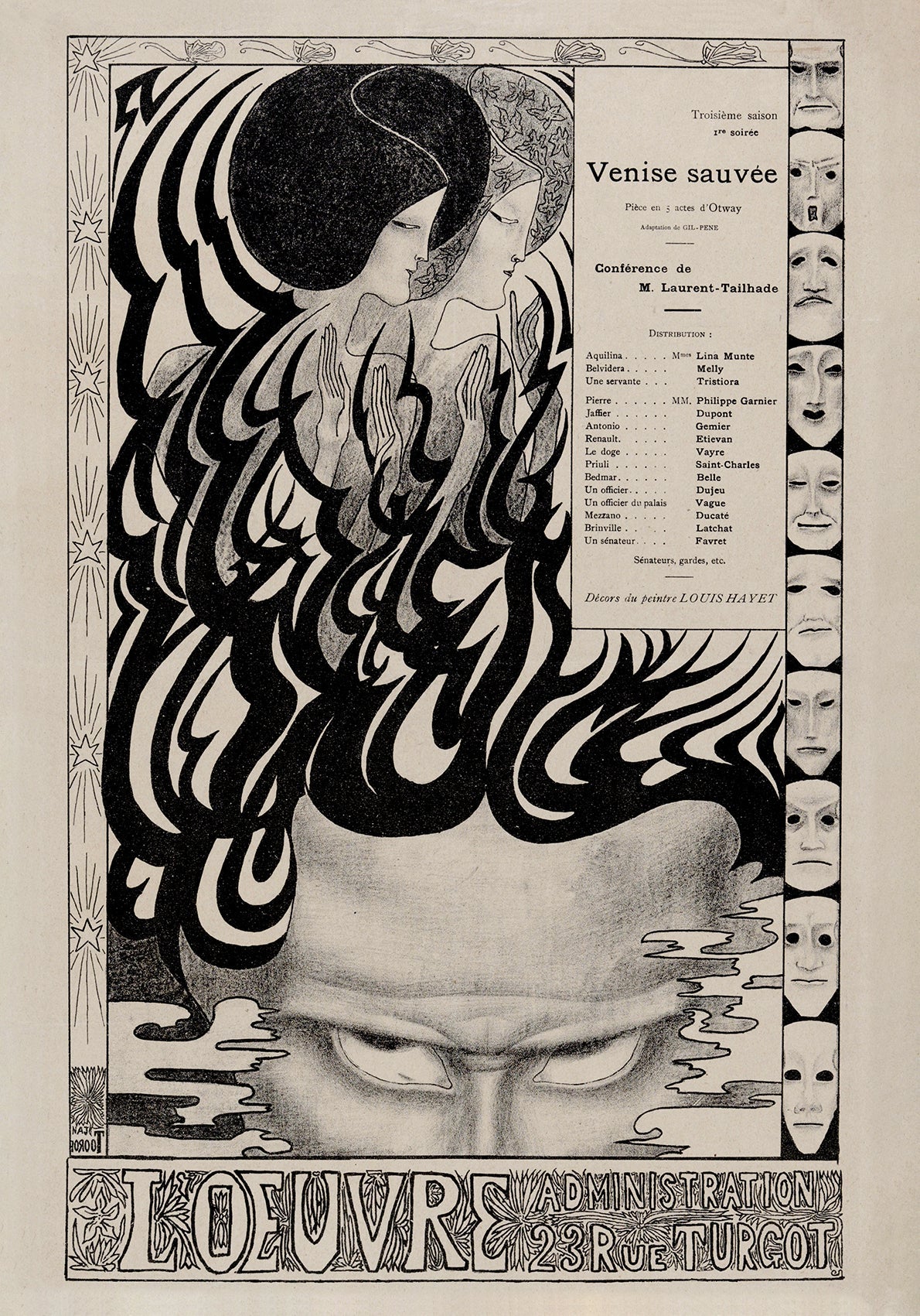 Vénise Sauvée Vintage Theater Program Reproduction Poster by Jan Toorop