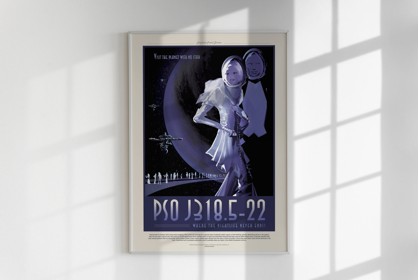 Póster de viaje de la NASA: J318.5-22, el planeta sin sol