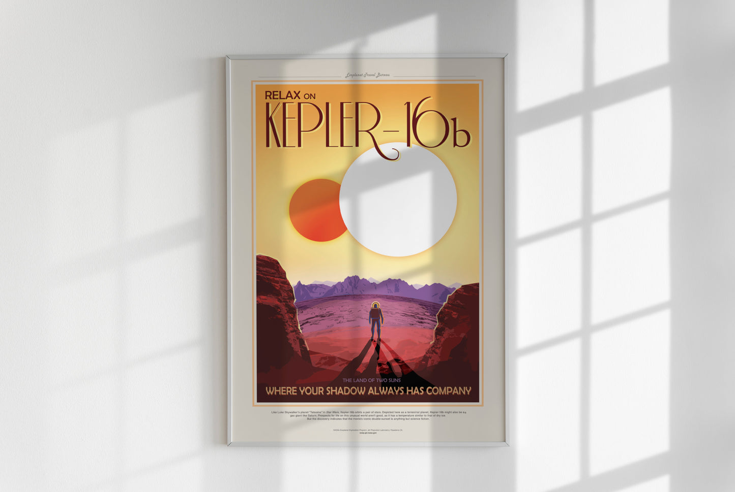 Póster de viaje a la NASA sobre el JPL Kepler-16b