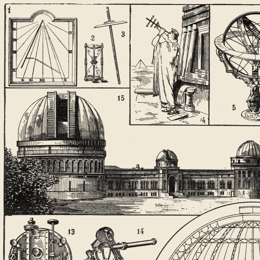 Conjunto de 3 ilustraciones astronómicas antiguas de la Luna