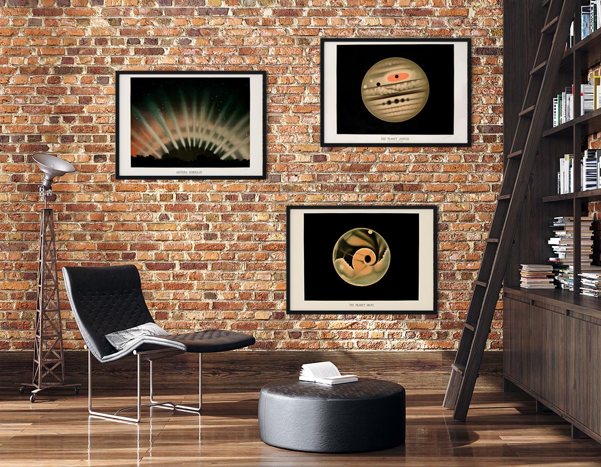 Conjunto de 3 carteles de Astronomía Trouvelot