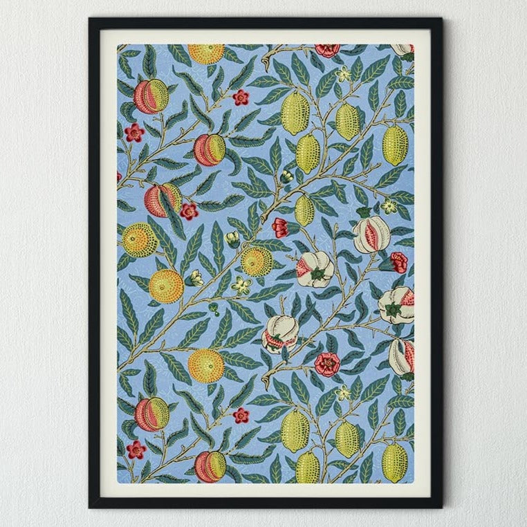 Póster con diseño de cuatro frutas de William Morris