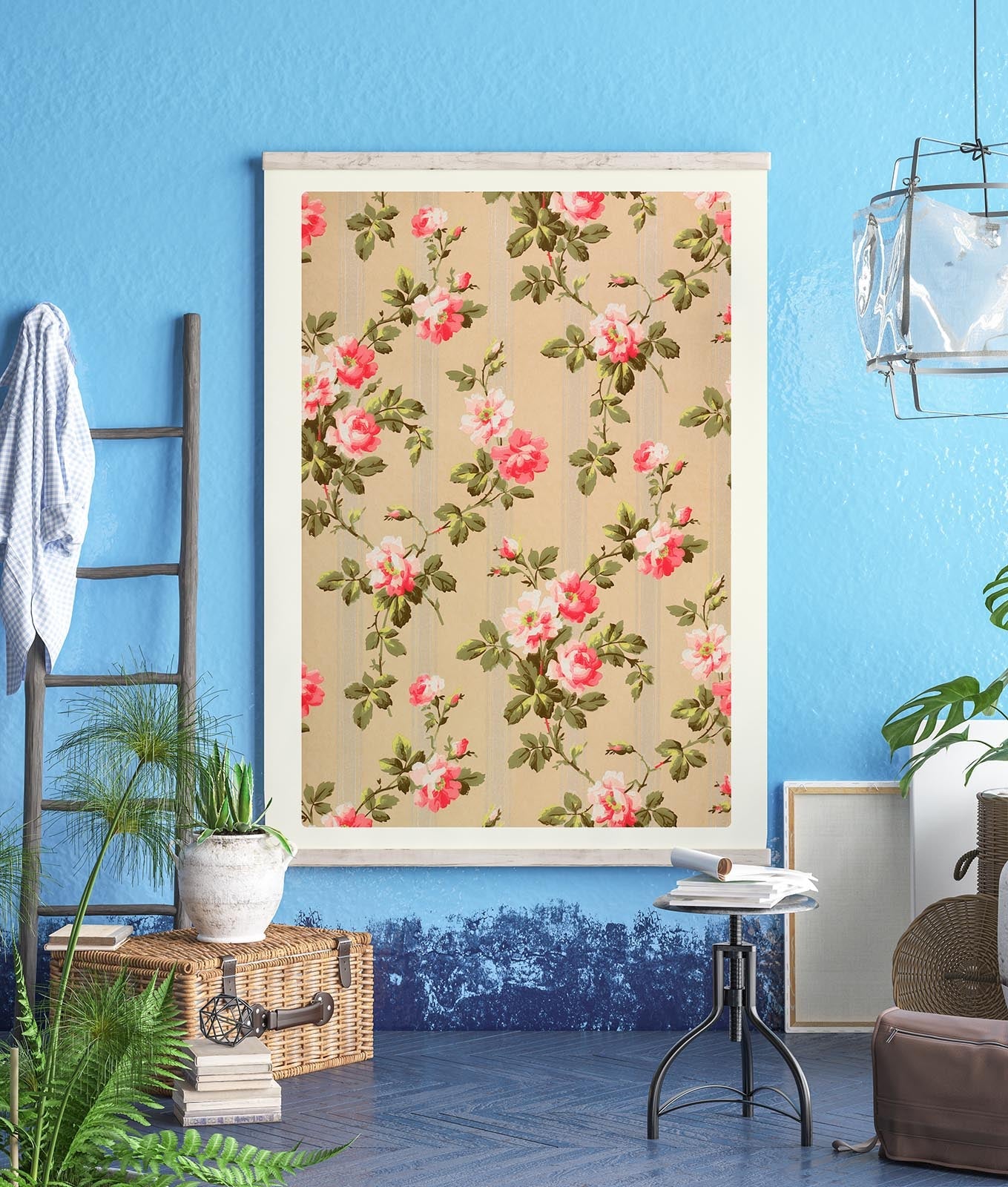 Póster de papel pintado con rosas vintage de William Morris