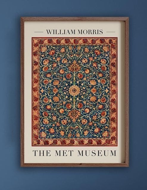 Póster de la exposición de arte en alfombras de William Morris Holland Park