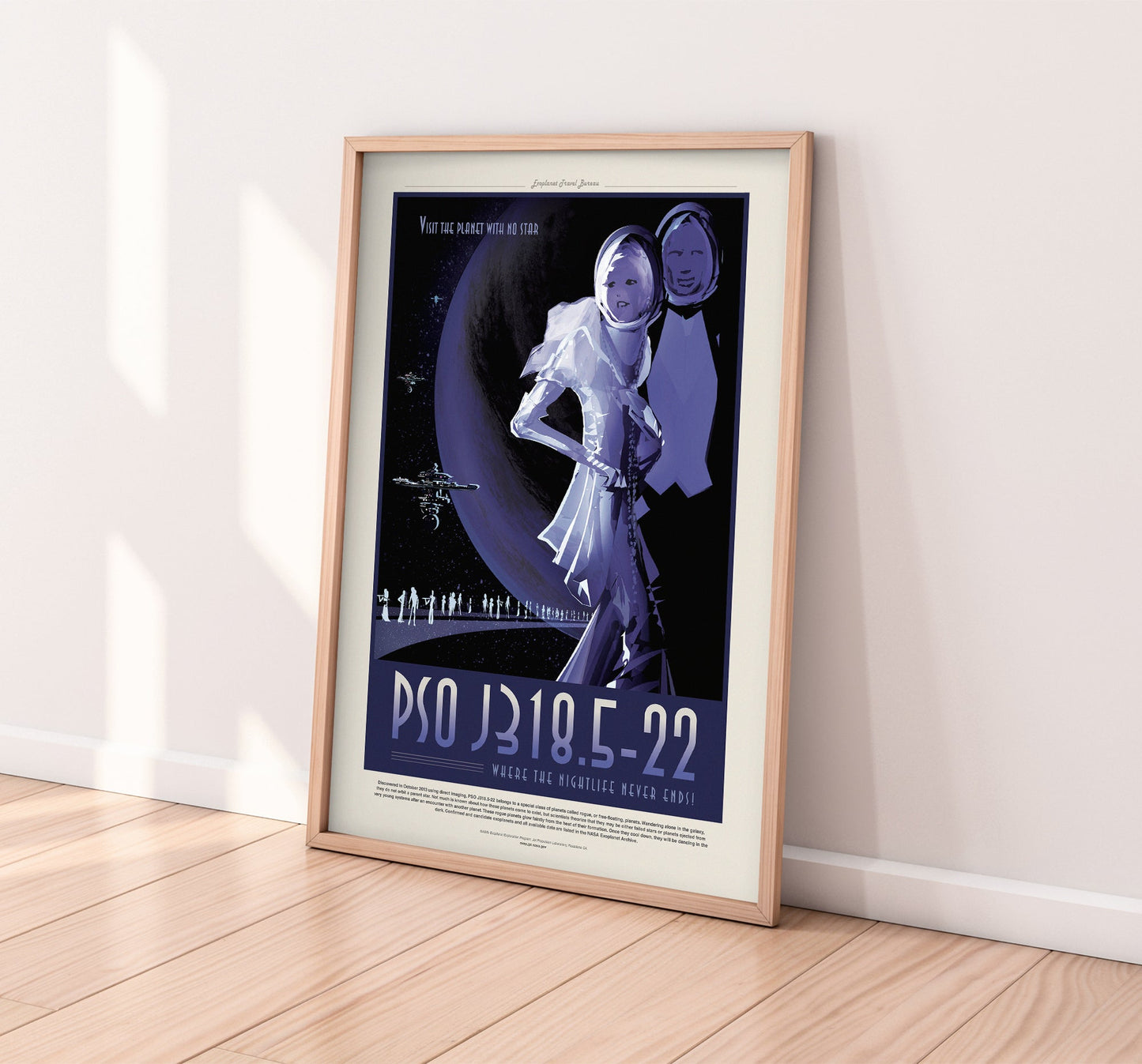 Póster de viaje de la NASA: J318.5-22, el planeta sin sol