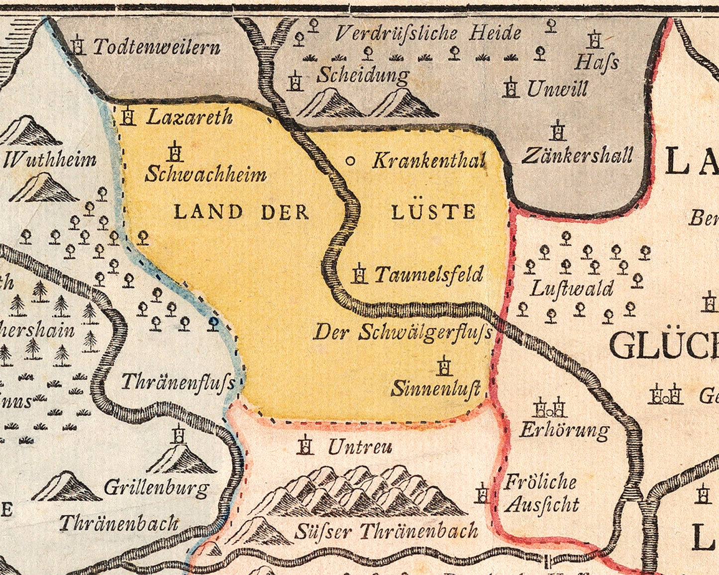 Mapa antiguo alemán del amor | Mapa de relaciones vintage de 1777 | Amor y San Valentín | Regalo de compromiso, boda o aniversario | Vintage moderno